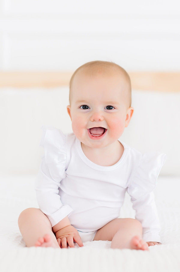white-l-s-flutter-bodysuit Mila &  Rose - Sophia's Style-White L/S Flutter Bodysuit-0-3M--1